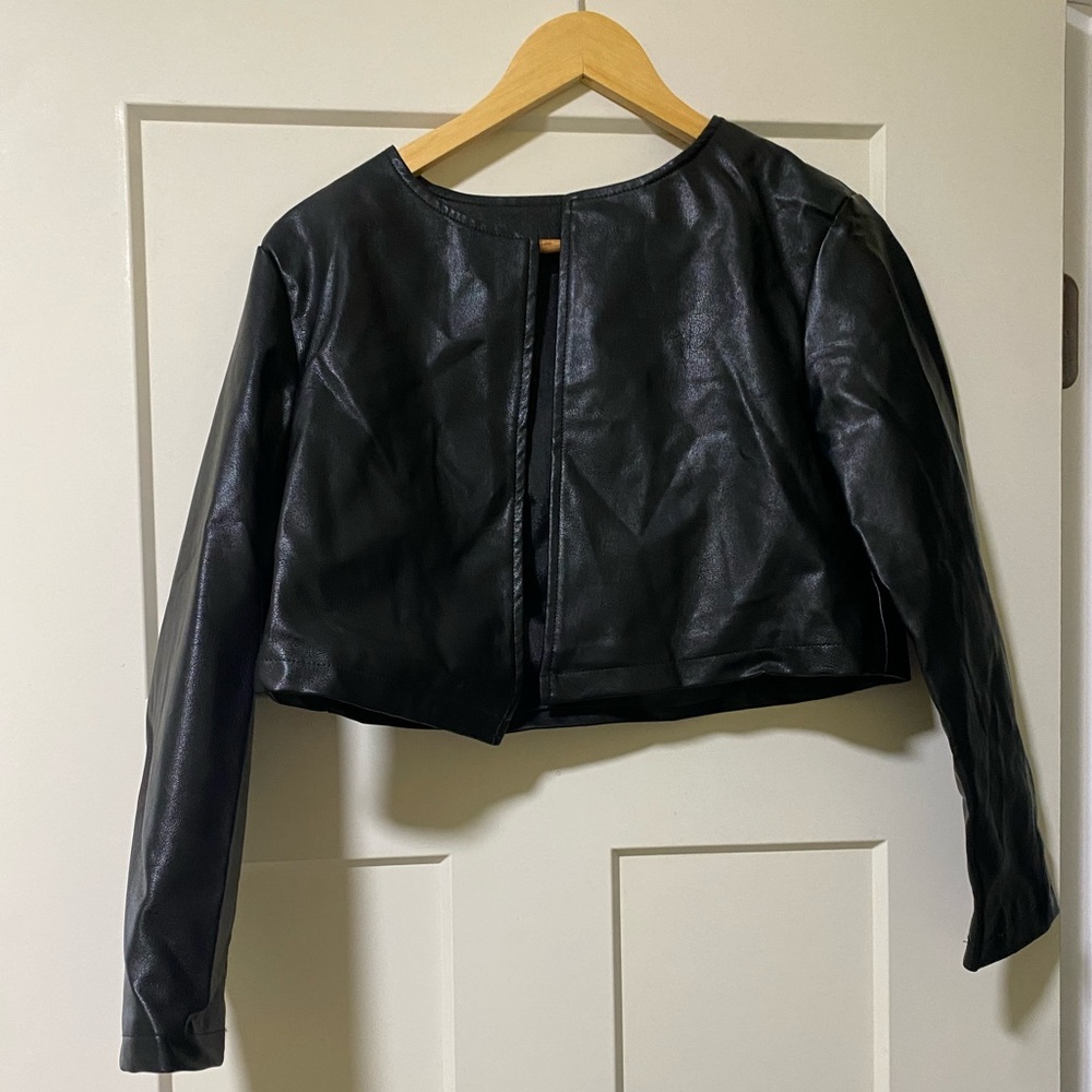 black cropped leather jacket from amazon